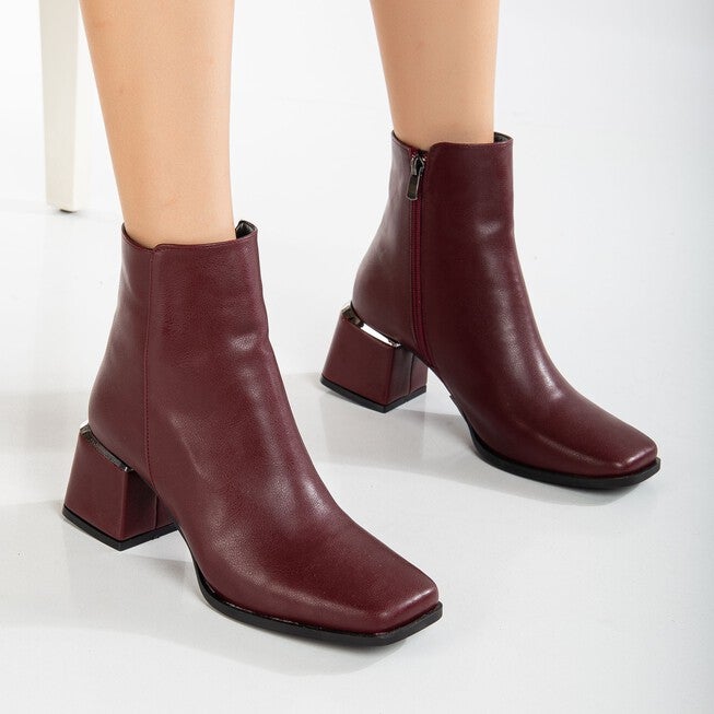ODETTE - BURGUNDY MATT ANKLE BOOTS, BURGUNDY / Burgundy, alternate image number 2