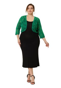 FLORAL LACE SHRUG 3/4 SLEEVE LIGHTWEIGHT SHEER BOLERO CARDIGAN