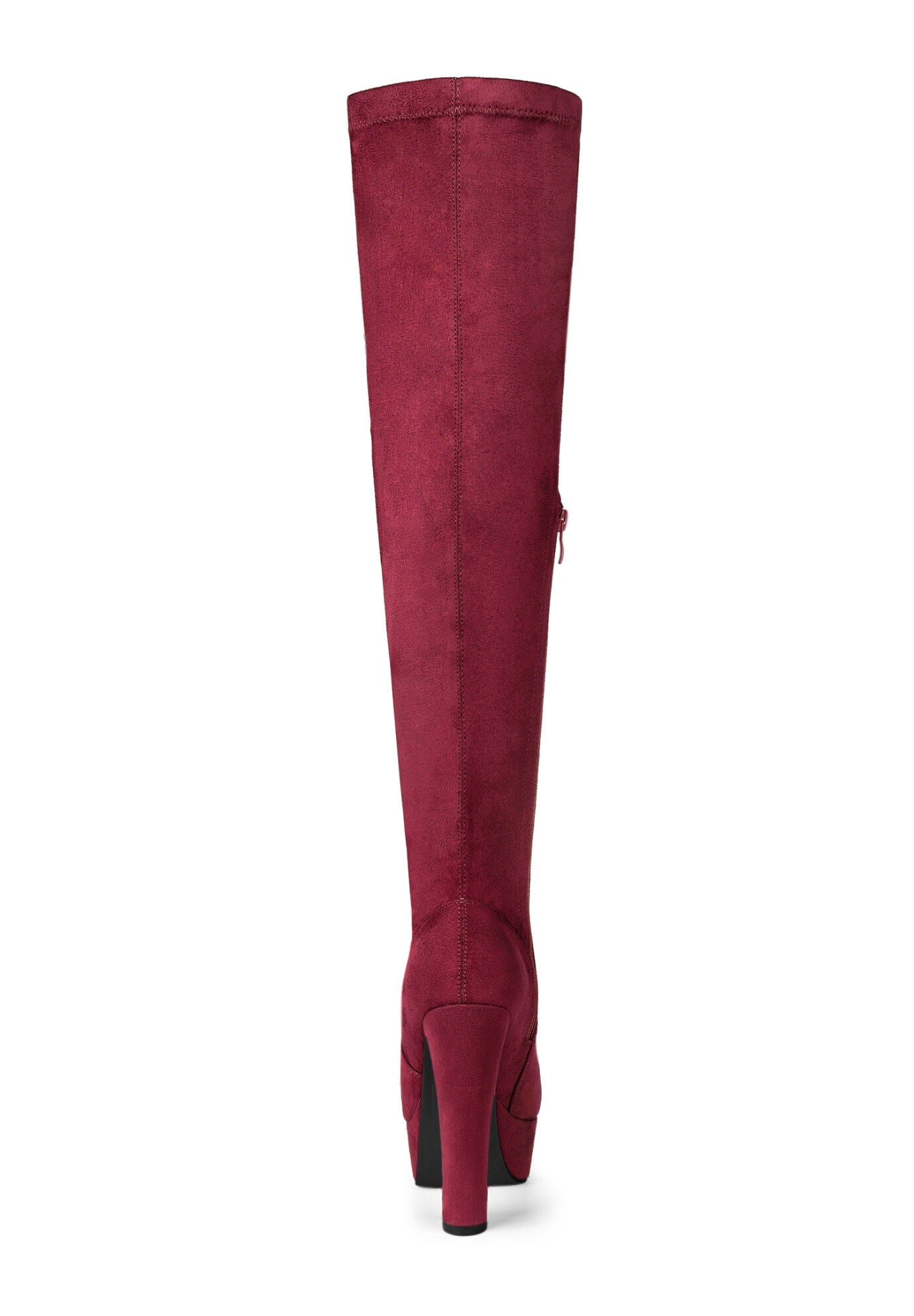 PLATFORM BLOCK HEEL OVER KNEE HIGH BOOTS, Burgundy / Burgundy, alternate image number 2