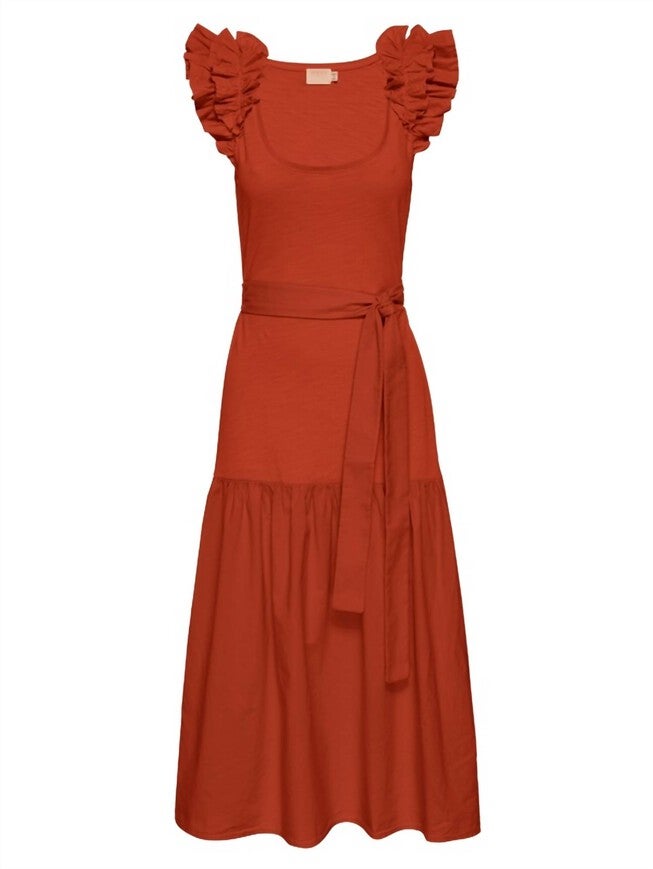 EVERLEIGH FRILLY DRESS IN CAYENNE, , alternate image number null