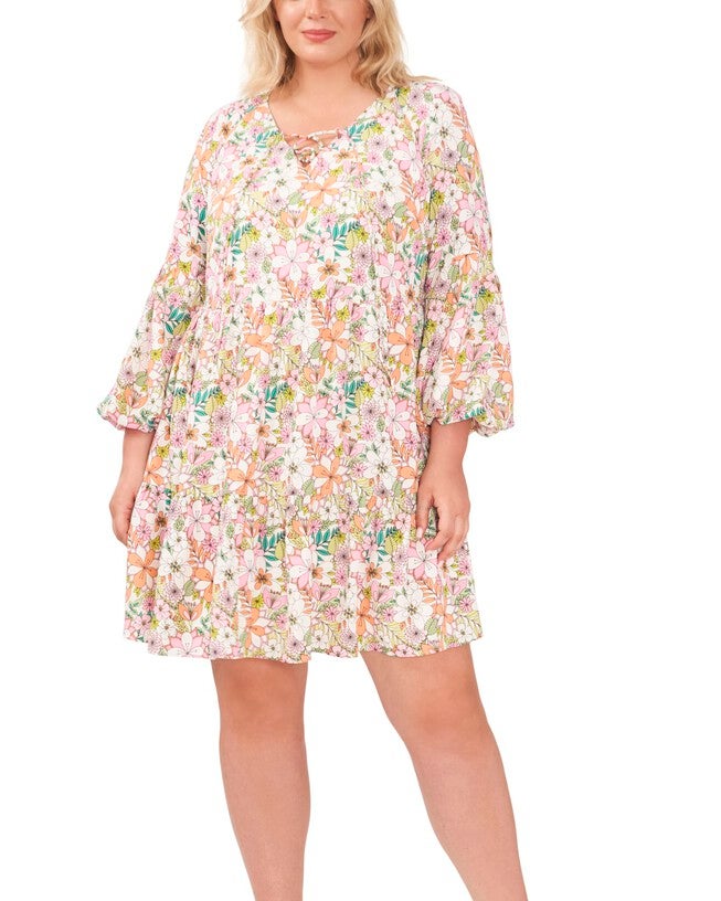 Emily Balloon Sleeve Tiered Dress, SWEET PINK / Pink, hi-res image number 0