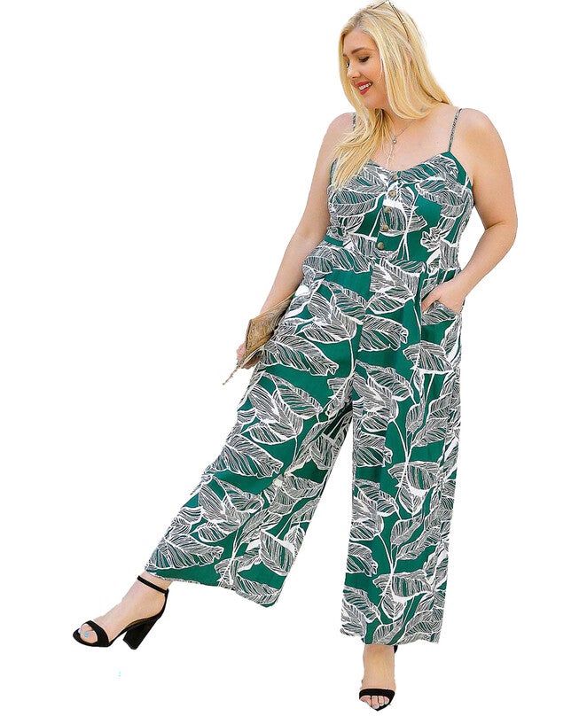 Eva Palm Leaf Wide Leg Jumpsuit, , alternate image number null