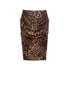 DEANA RUCHED LEOPARD MESH SKIRT