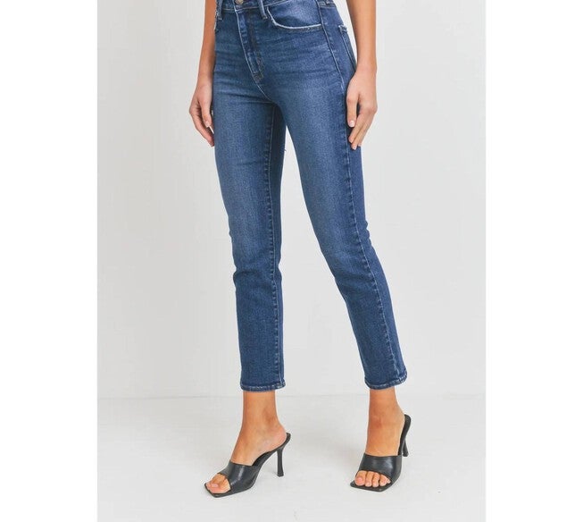 CLASSIC SLIM STRAIGHT JEANS IN DARK DENIM, , alternate image number null