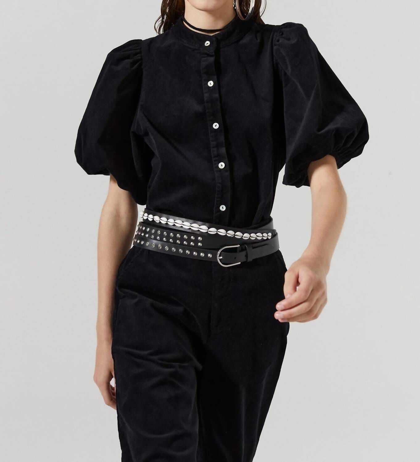BUBBLE CORDUROY SHIRT IN BLACK, Black / Black, hi-res image number 0