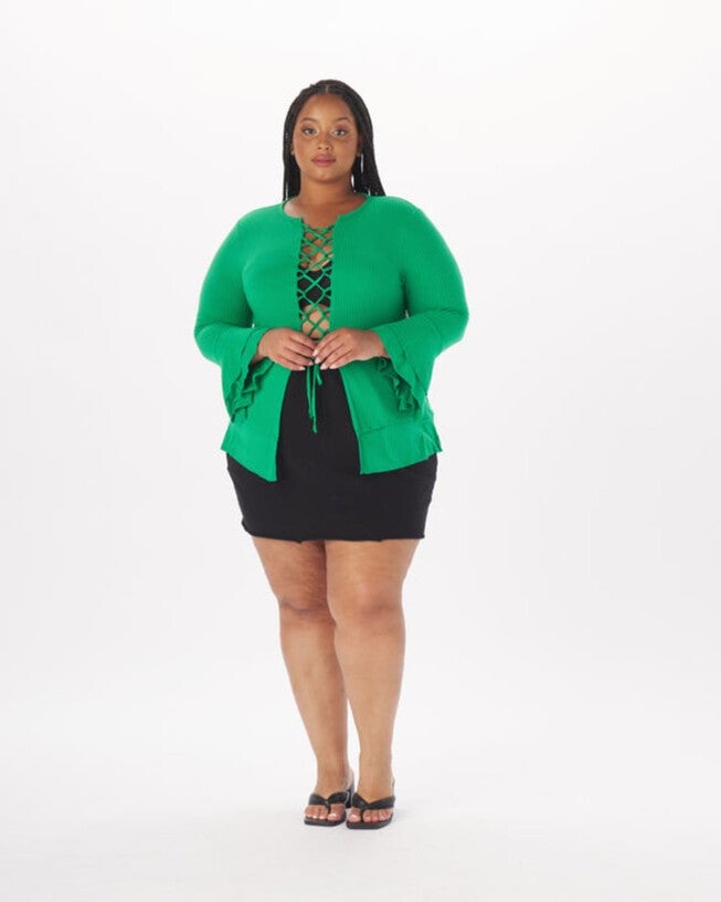 Atlee Lace-Up Full Length Top, Kelly Green / Kelly Green, hi-res image number 0