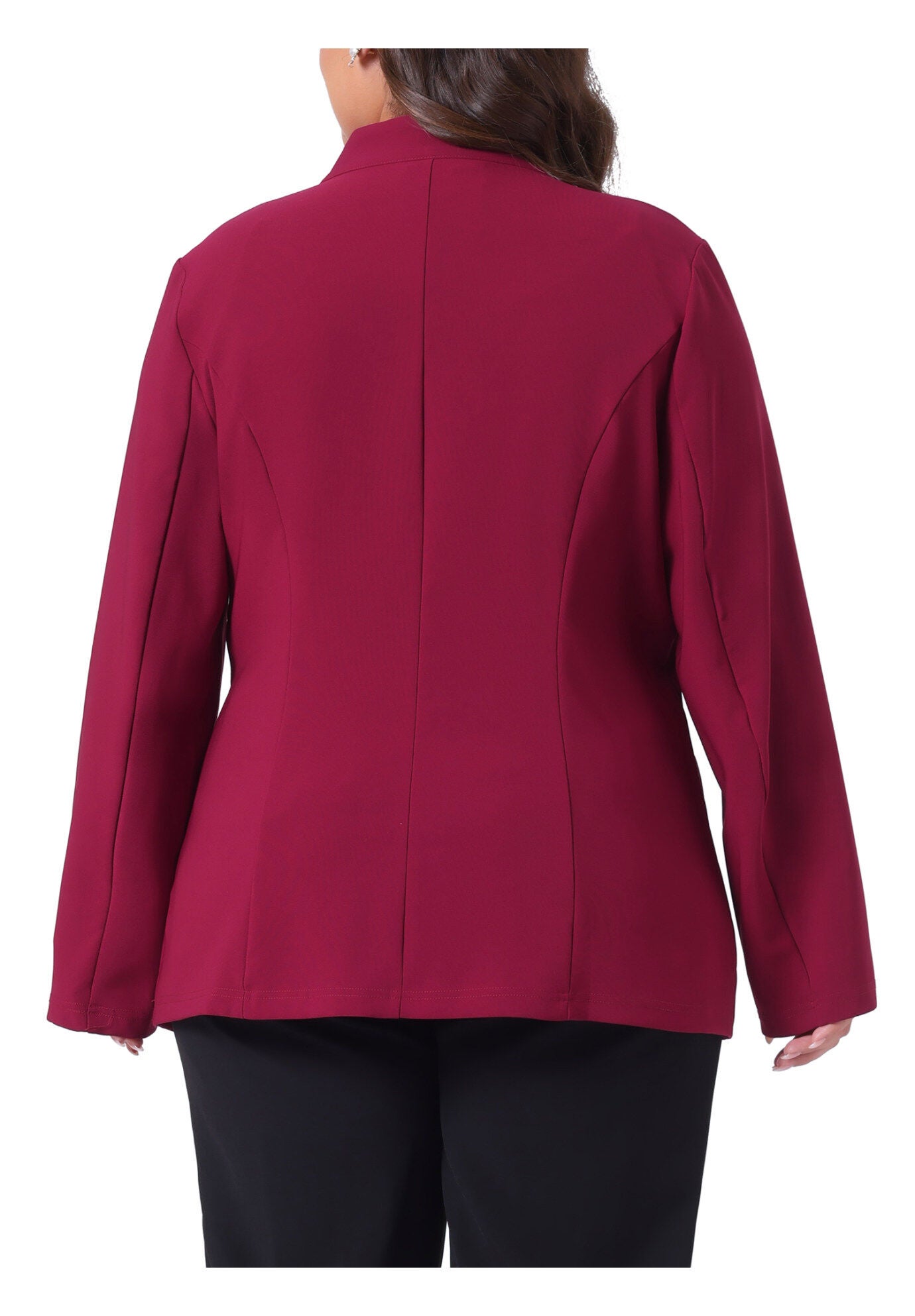 OFFICE WORK BUTTON LONG SLEEVE BLACK BLAZER, Burgundy / Red, alternate image number 3