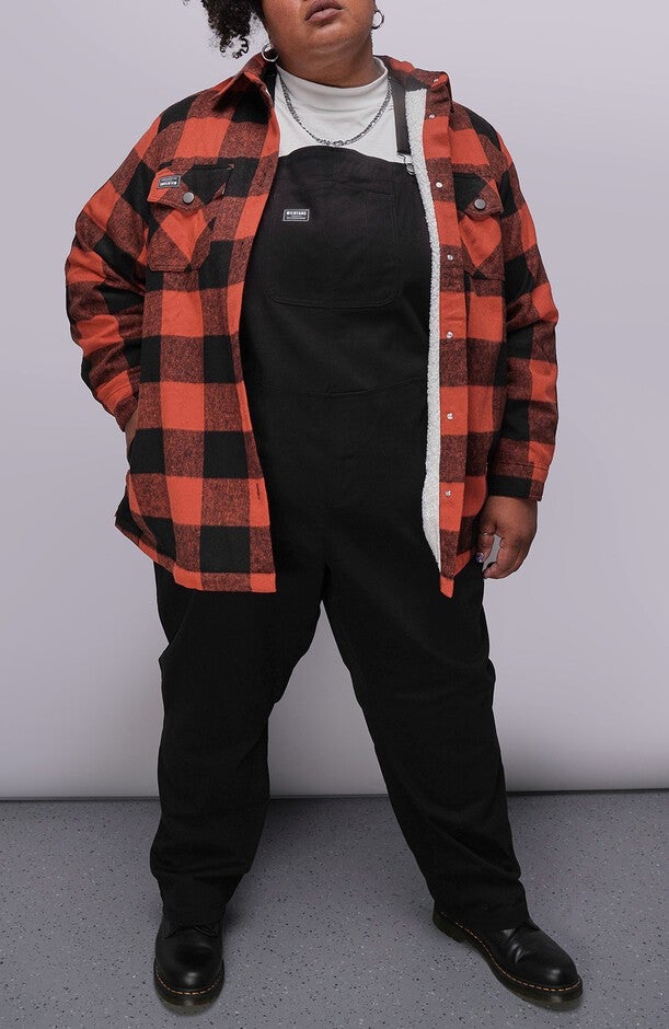 The Essential Flannel Fleece Lined Shacket, CHILIBLACK / Red, alternate image number 4