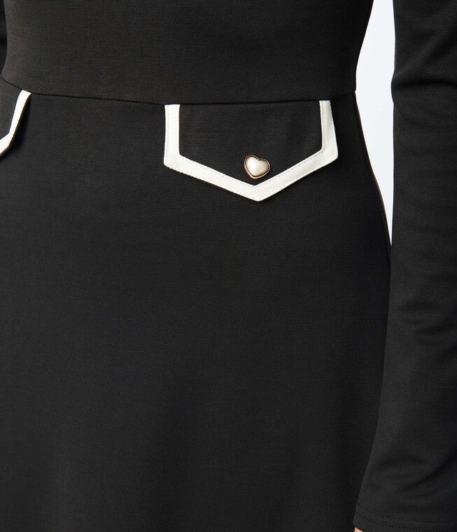 Smak Parlour Black Mock Turtleneck Fit & Flare Dress, Black / Black, alternate image number 1