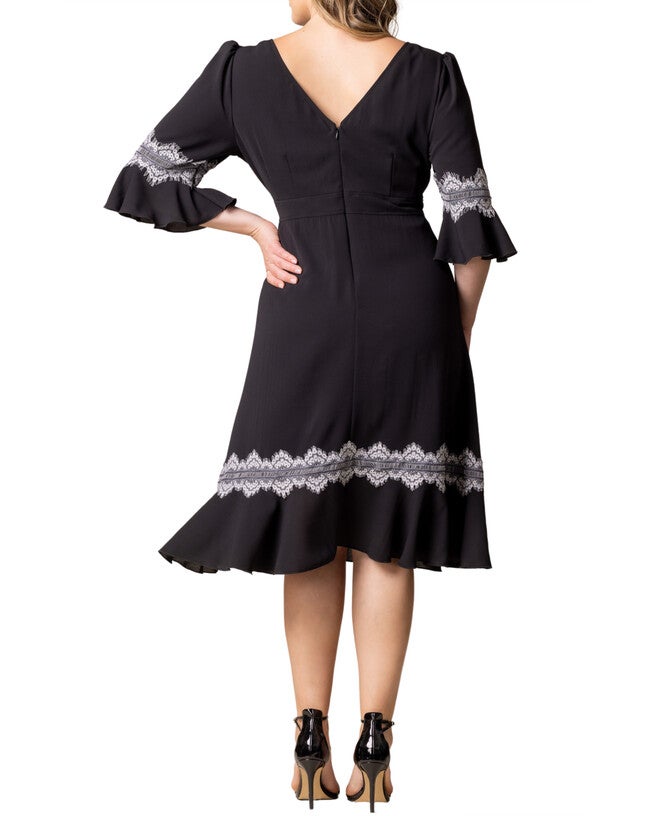 VILLA LACE TRIM COCKTAIL DRESS, BLACK NOIR / Black, alternate image number null