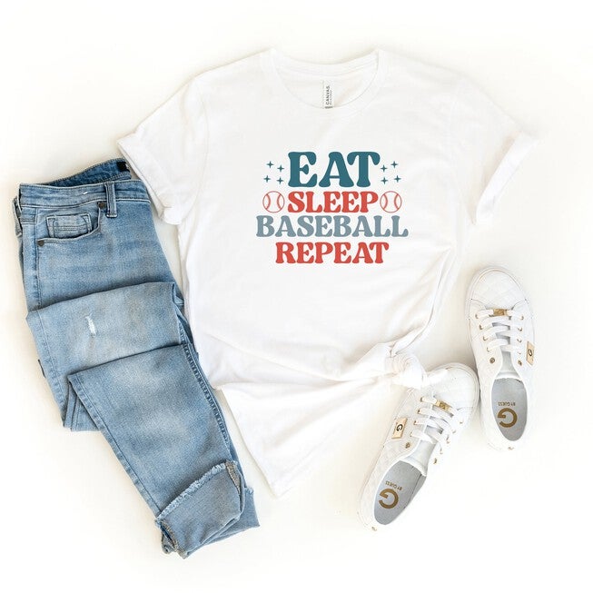 Eat Sleep Baseball Vibes, White / White, hi-res image number null