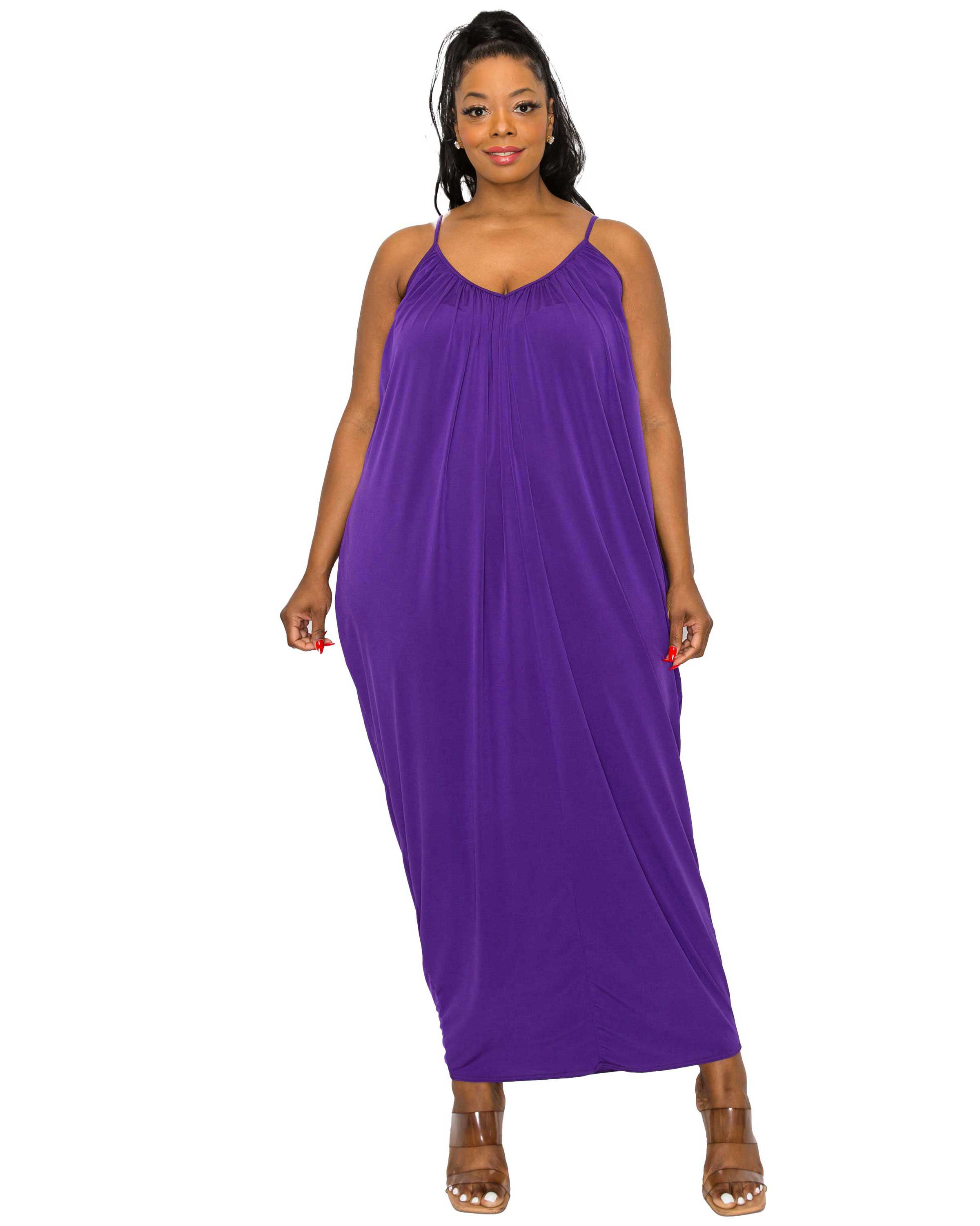 ADORA RUCHED SPAGHETTI STRAP DRESS, Purple / Purple, hi-res image number 0