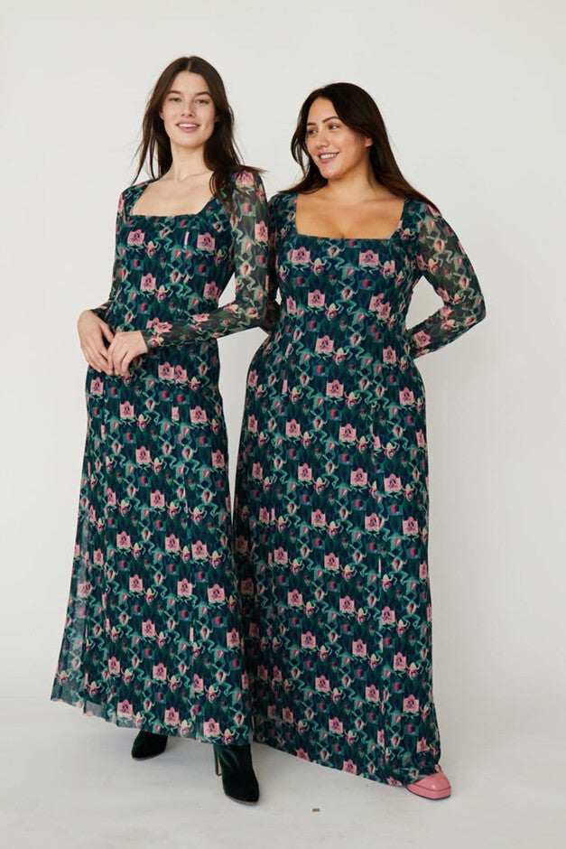 ARTIE MAXI DRESS, DISSECTED FROGS / Forest Green, alternate image number 3