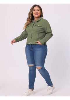 WASHED FRONT FRAYED DENIM JACKET