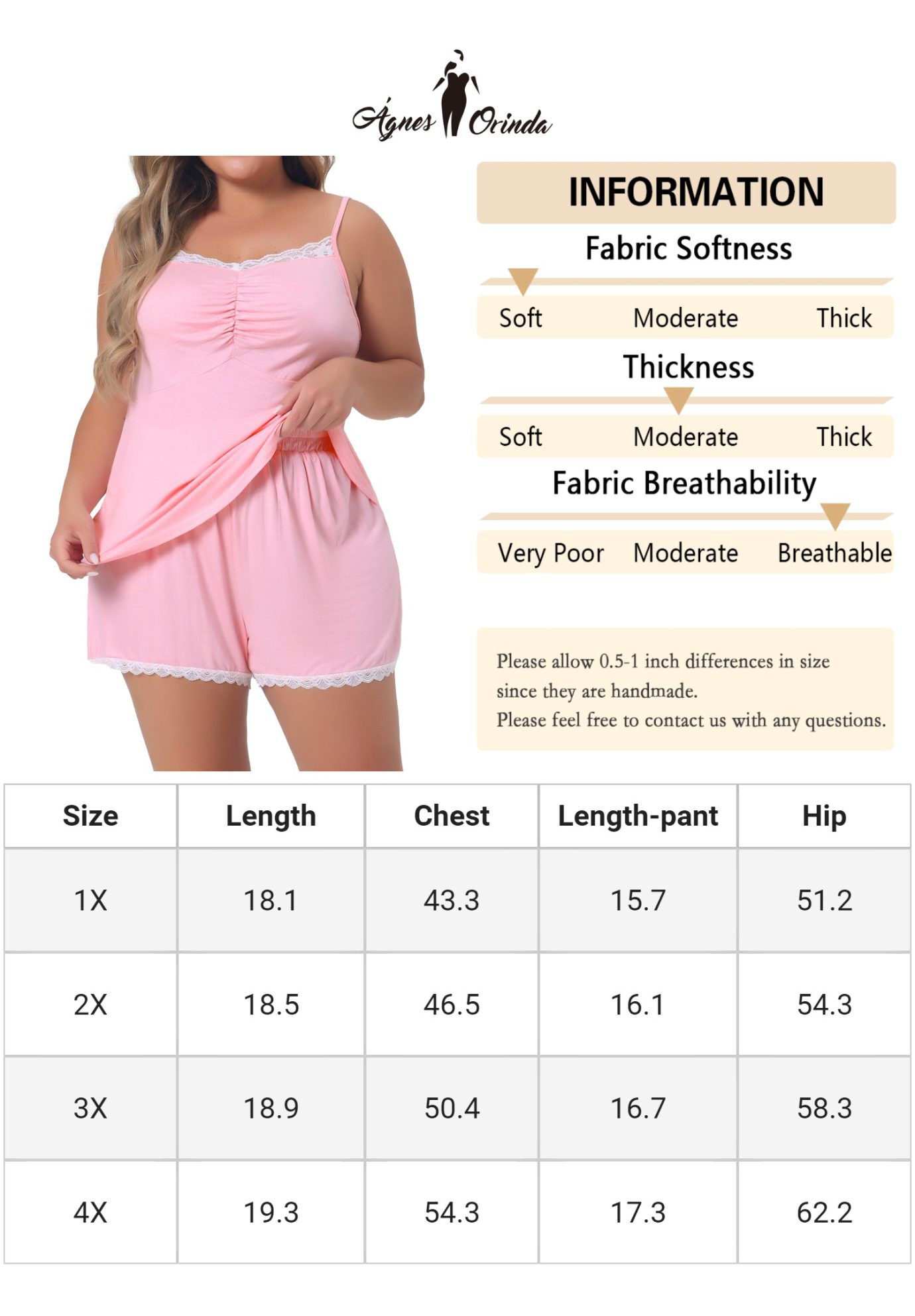 PAJAMA CAMI SHORTS NIGHTWEAR LACE LINGERIE SLEEPWEAR, Pink / Pink, alternate image number 4