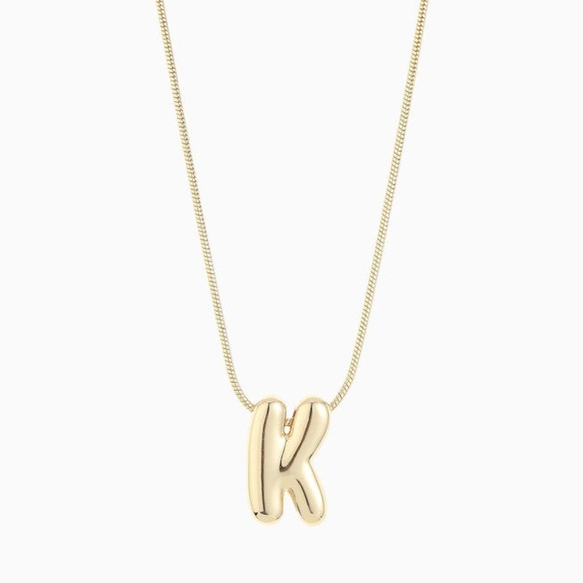 Large Balloon Initial Necklace, Gold / Gold, hi-res image number 0
