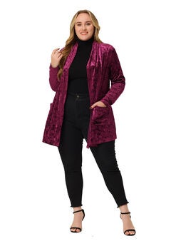 VINTAGE SHAWL COLLAR OPEN FRONT VELVET CARDIGAN