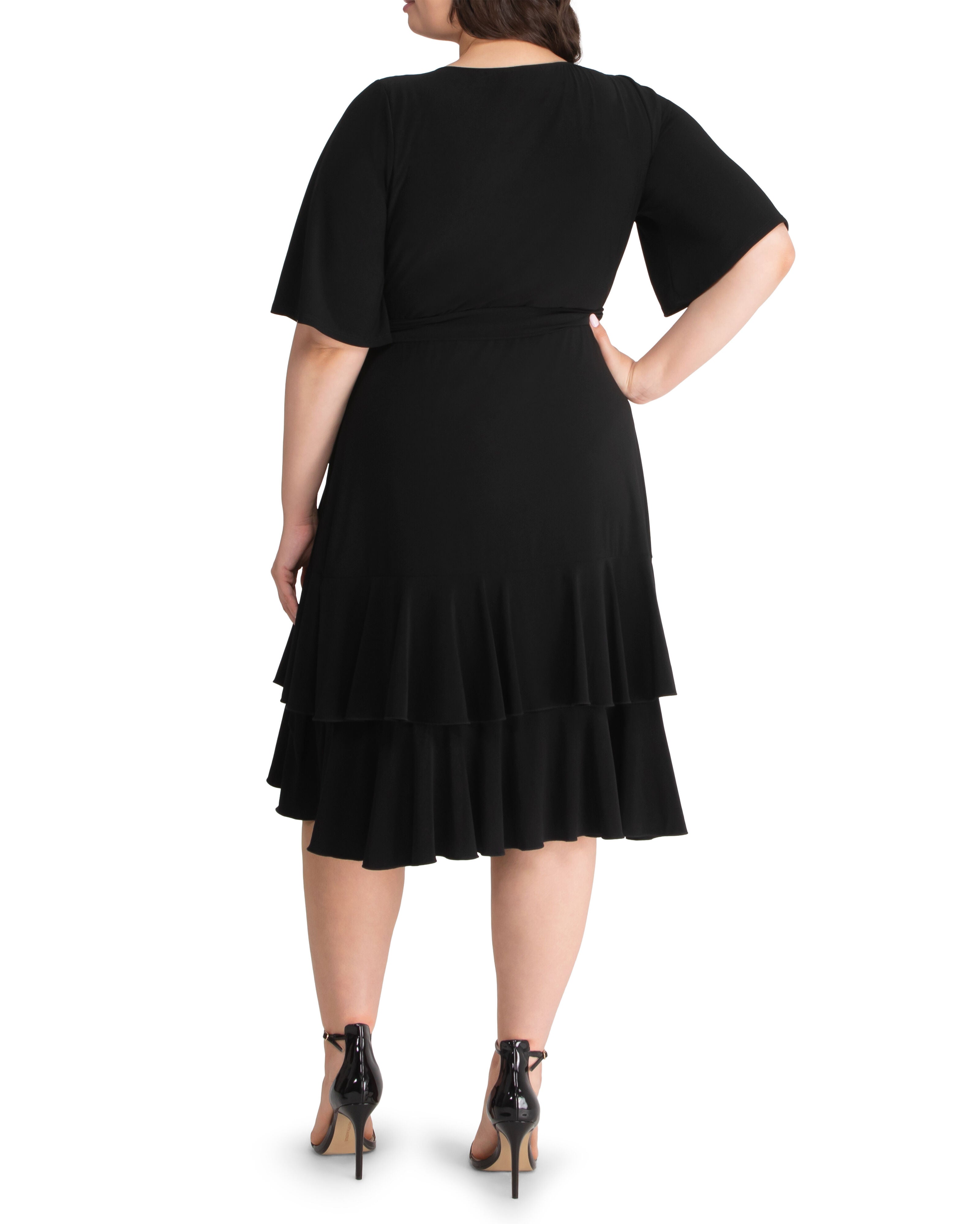Miranda Wrap Dress, BLACK NOIR / Black, alternate image number 3
