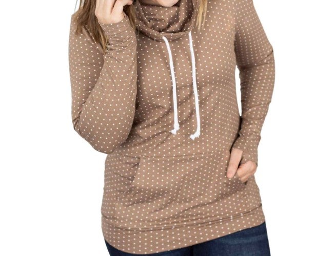 CLOUD COWL NECK MINI DOT SWEATSHIRT IN MOCHA, Mocha / Brown, hi-res image number 0
