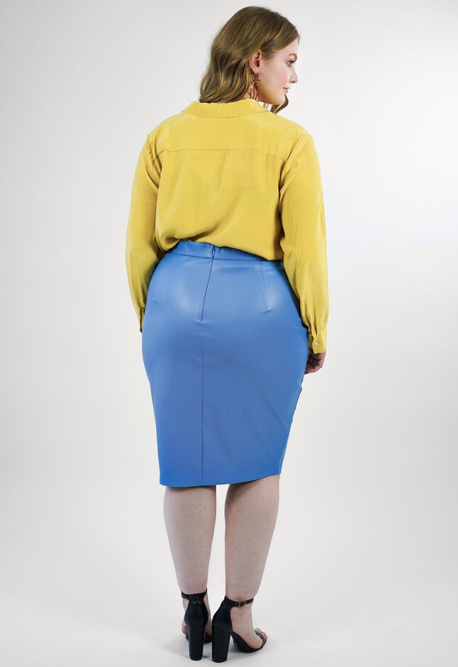 Perry Pleather Pleated Skirt, Perry Blue / Light Blue, alternate image number null