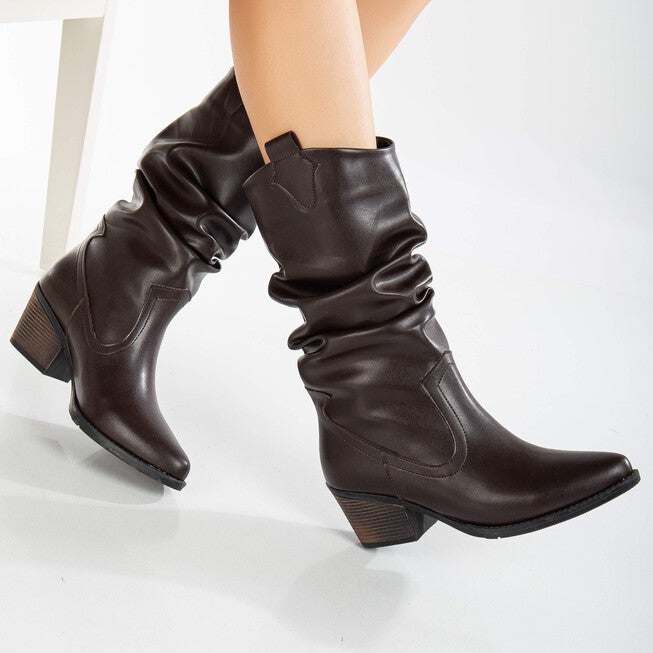 BONNIE - BROWN SLOUCH WESTERN BOOTS, BROWN / Brown, alternate image number 1