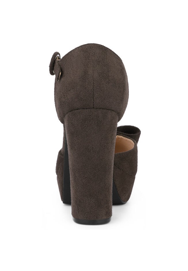 Mary Janes Platform Pumps Chunky Heels Dress Shoes, Deep Brown / Brown, alternate image number 1
