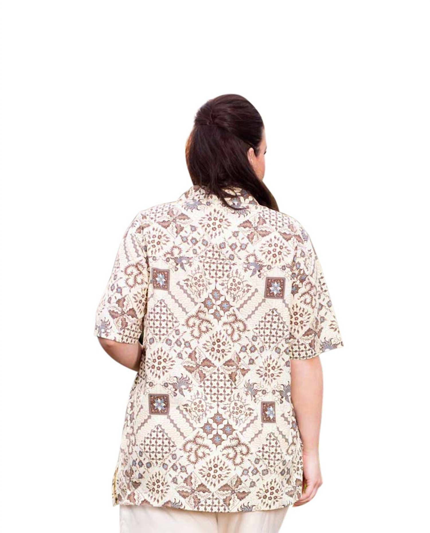 TRINITY PRINT SHORT SLEEVE BUTTON UP SHIRT, Kaliope / Beige, alternate image number 1