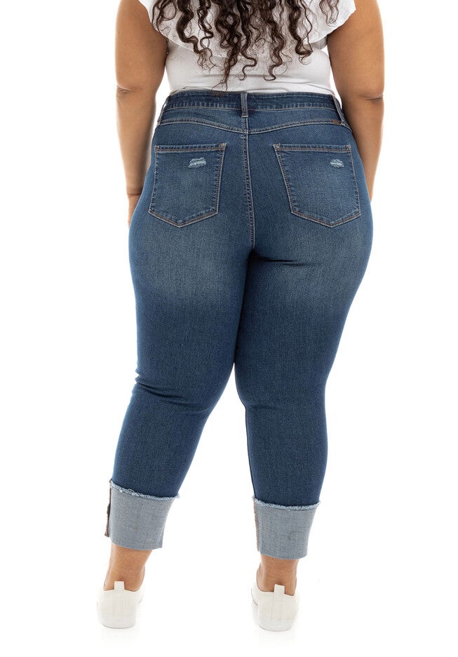 25 inches DEEP FRAY CUFF JEANS, JEREMY / Medium Wash, alternate image number 2