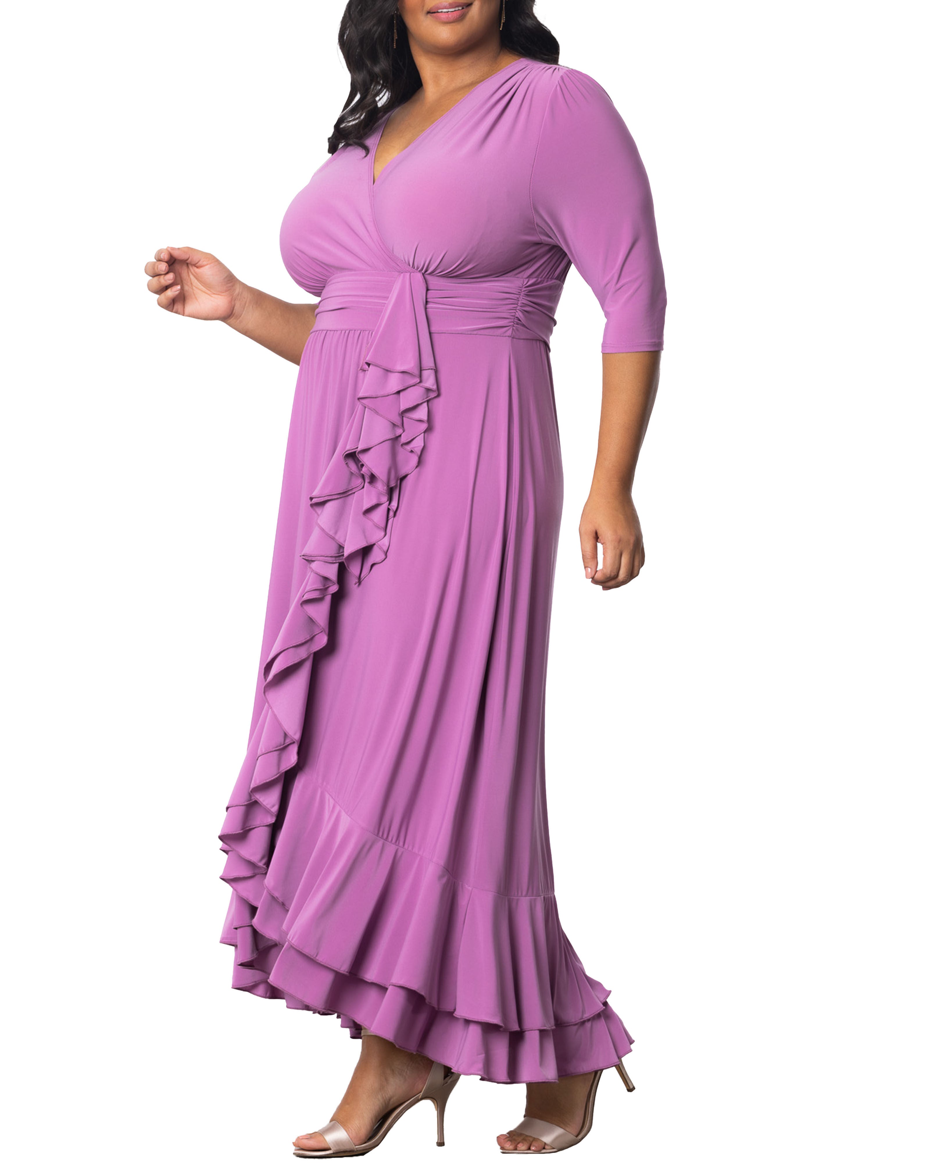 Veronica Ruffle Evening Gown, LILAC / Lilac, alternate image number 1