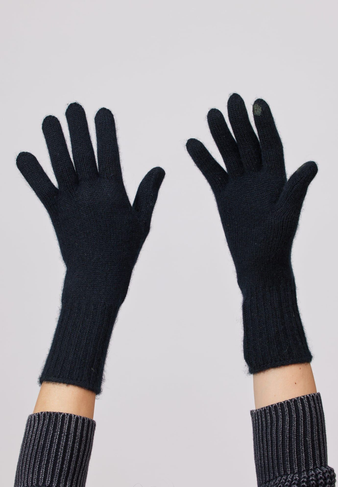 Cashmere Texting Gloves, Black / Black, alternate image number 1