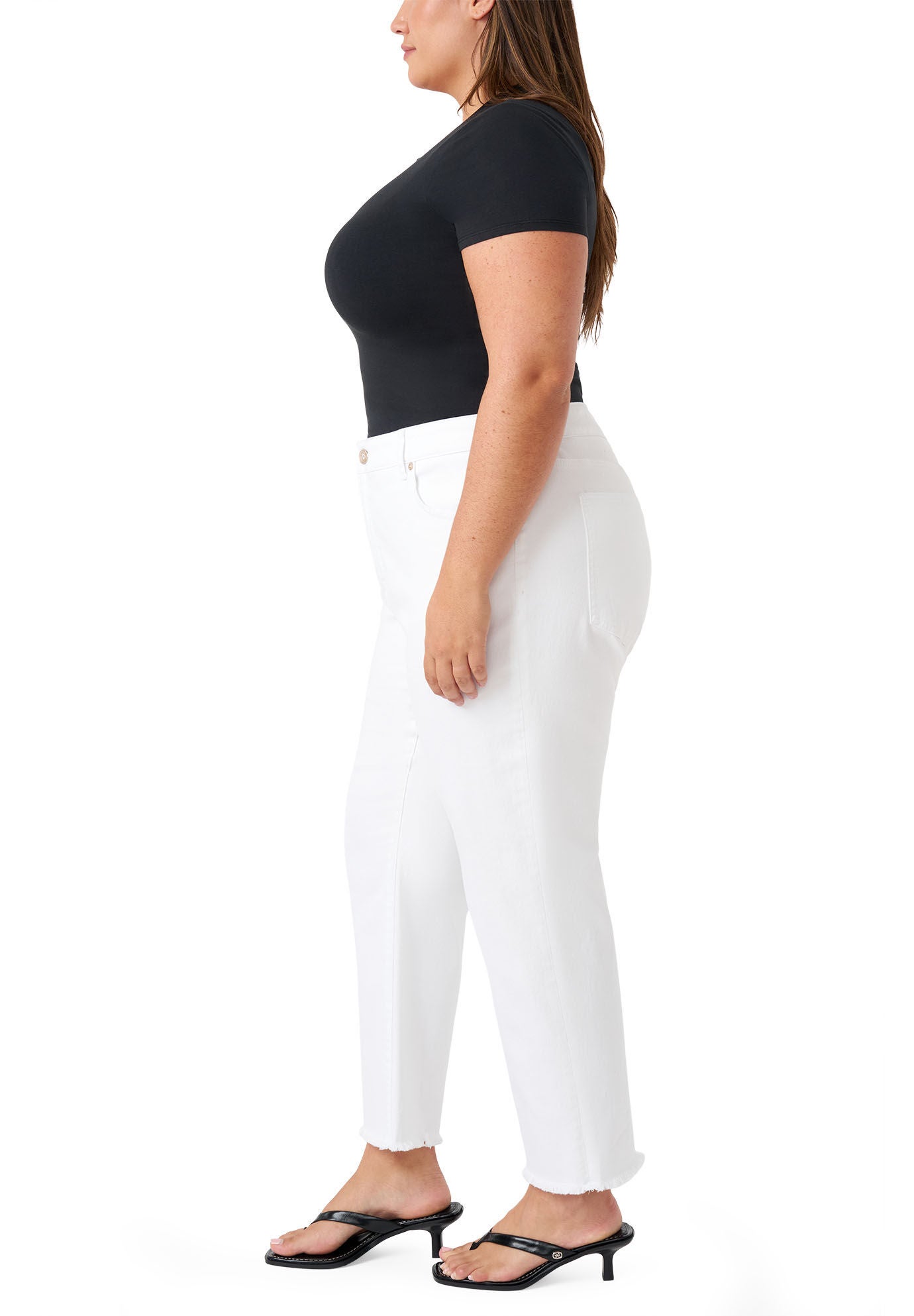 Vintage Straight Ankle Jean, White Frayed Hem / White, alternate image number 2