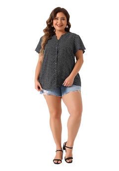 Flare Short Sleeve Button Down Floral Top Chiffon Shirt