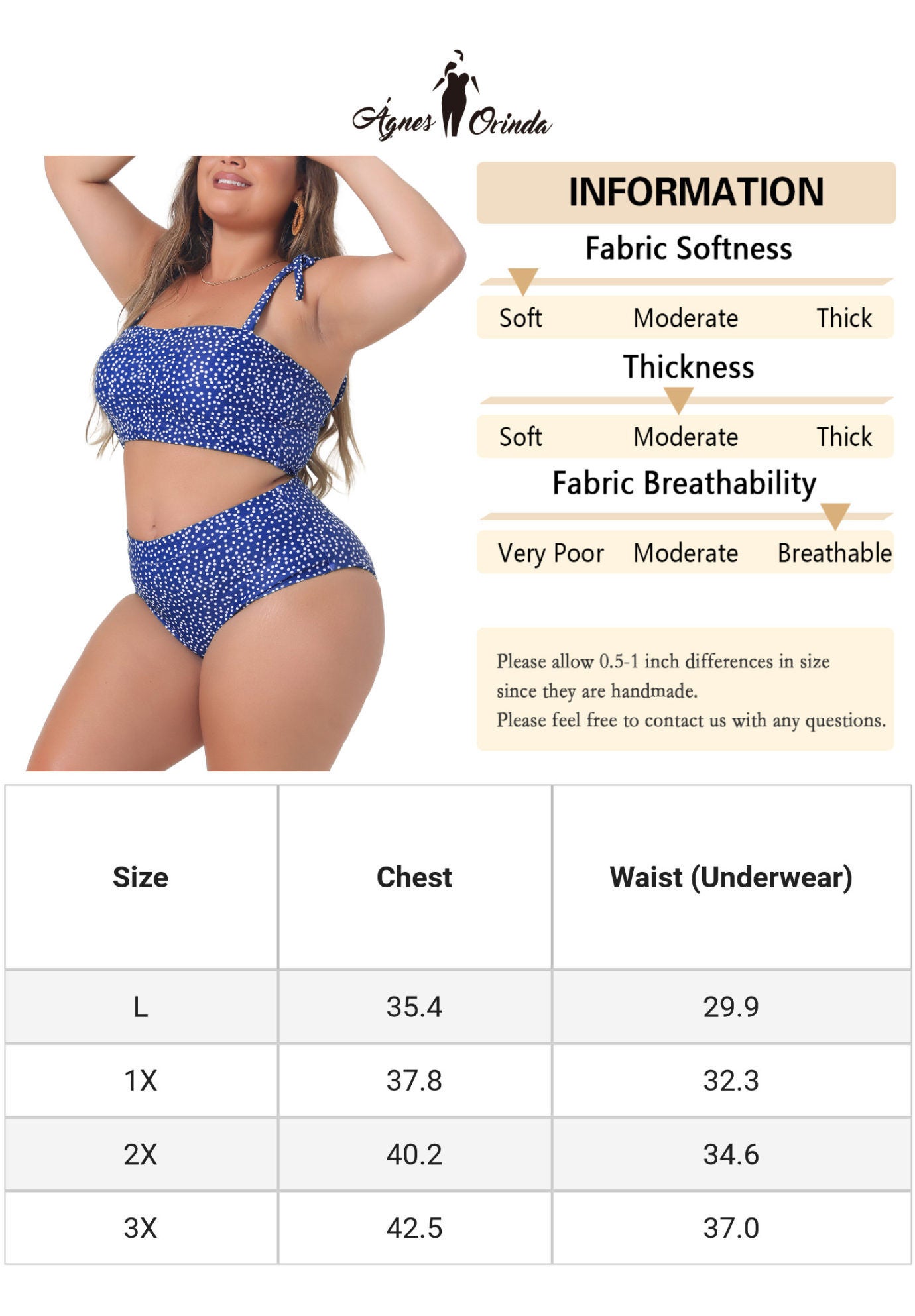 Two Piece Swimsuit Polka Dots Bikini Bandeau, Blue / Royal Blue, alternate image number 1