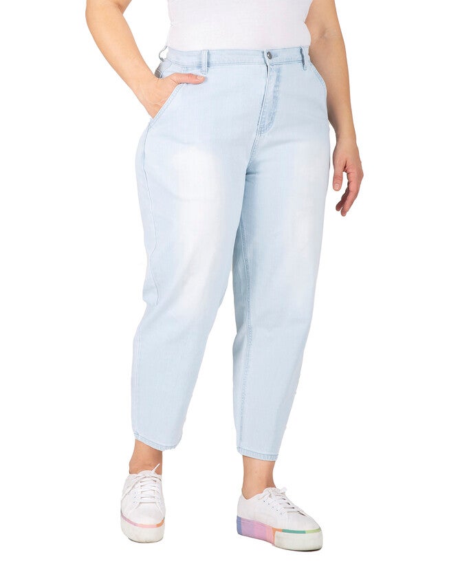 Harlow Plus Size High Rise Easy Fit Cropped Jeans, Light Vintage / Light Wash, hi-res image number 0