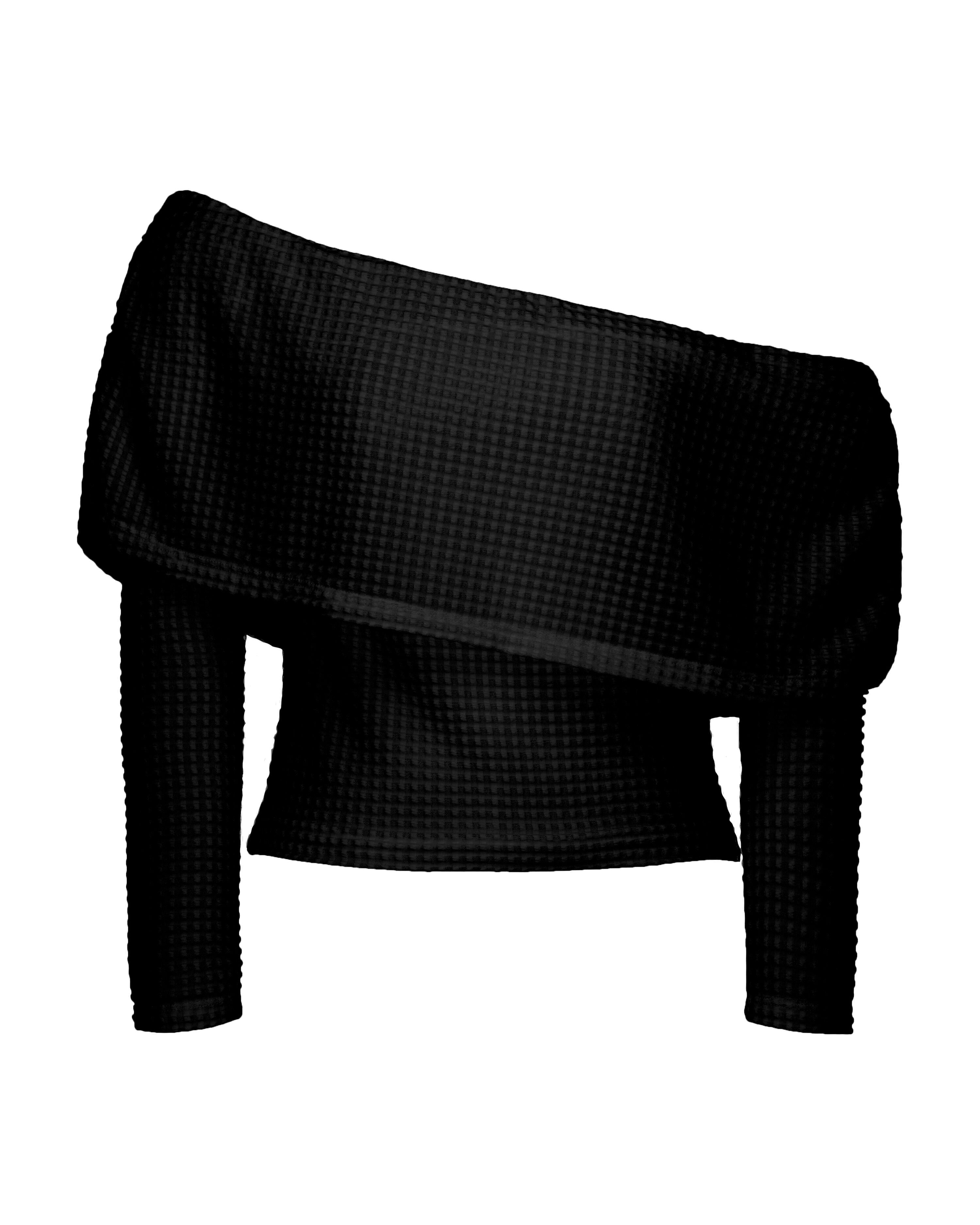 Geometric Knit Cowl Neck Top, BLACK / Black, alternate image number 1