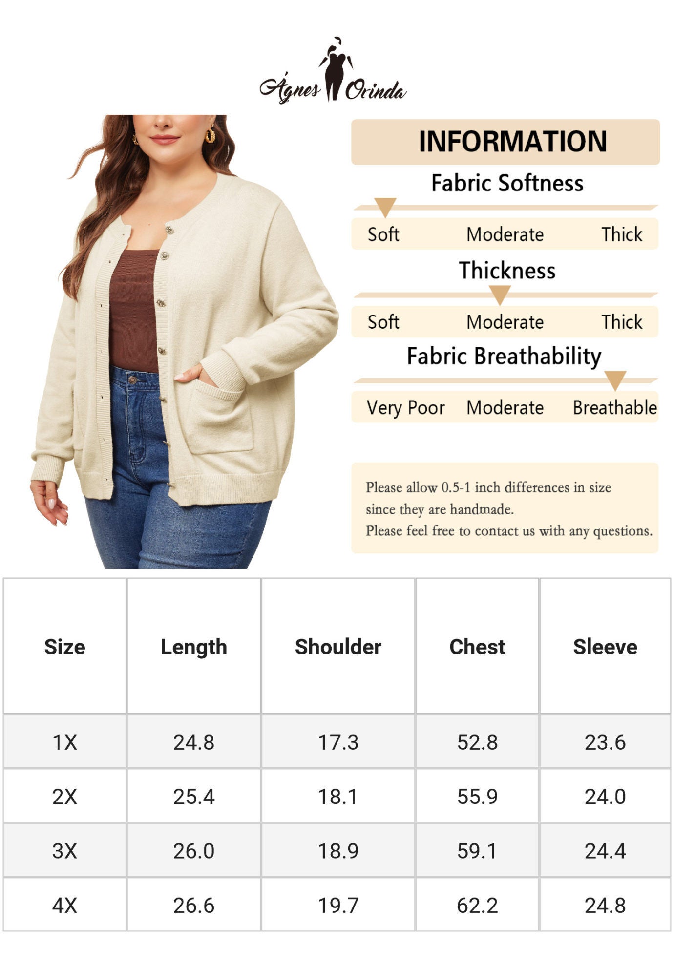 Button Down Crew Neck Sweater Knit Cardigan, Beige / Beige, alternate image number 1