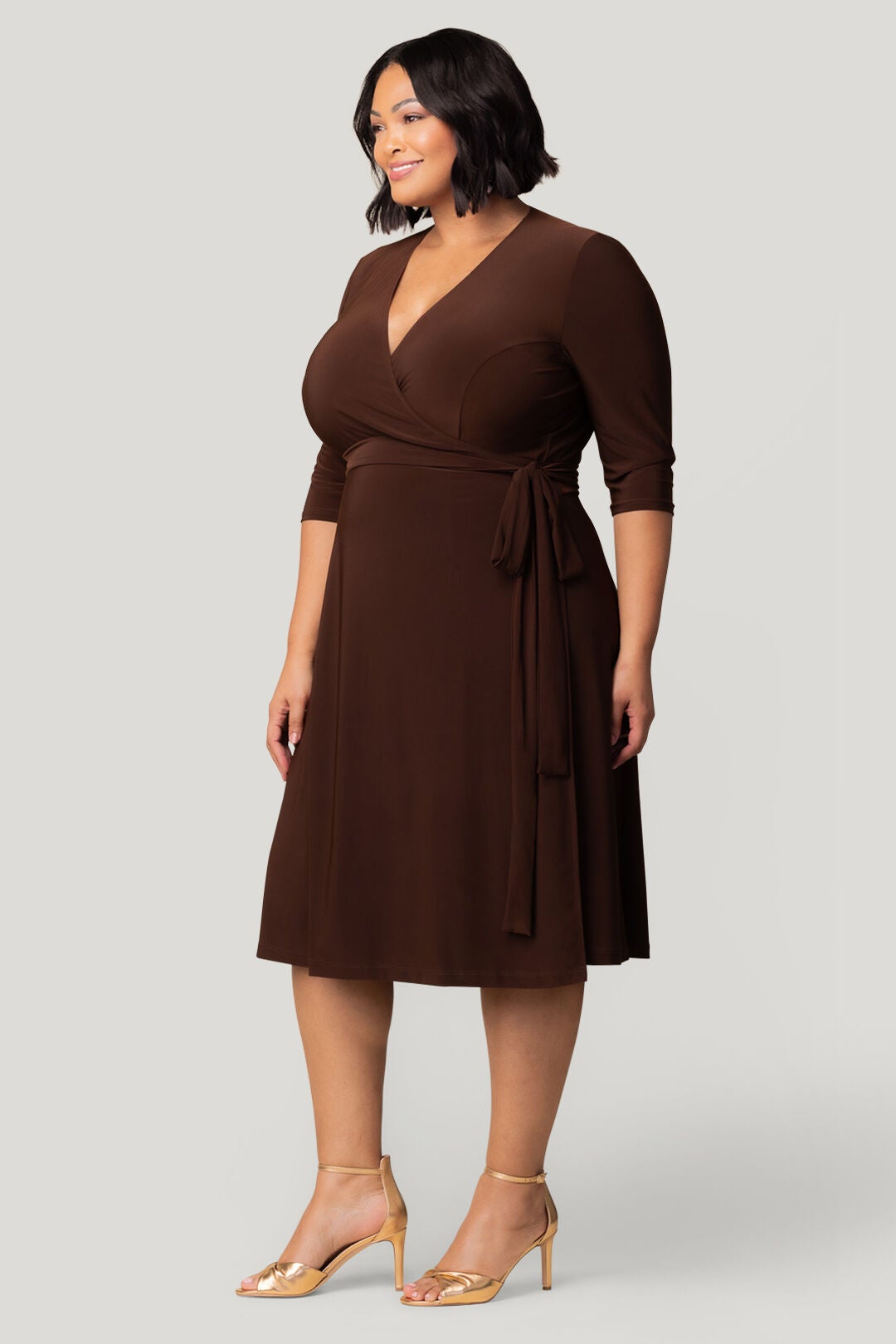 Essential Wrap Dress, CHOCOLATE / Brown, alternate image number 3