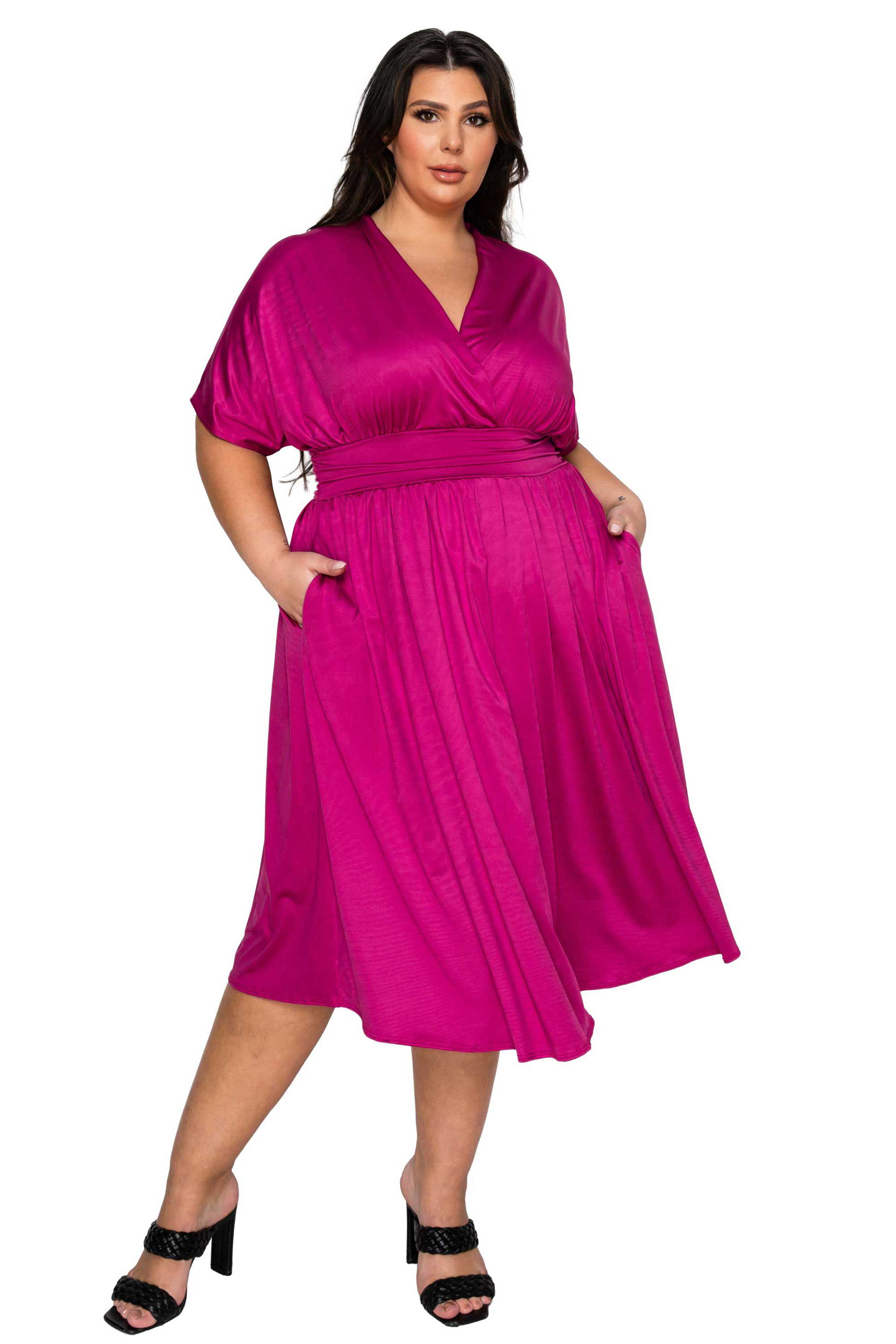 Cyra Empire Midi Dress, Magenta / Magenta, hi-res image number 0