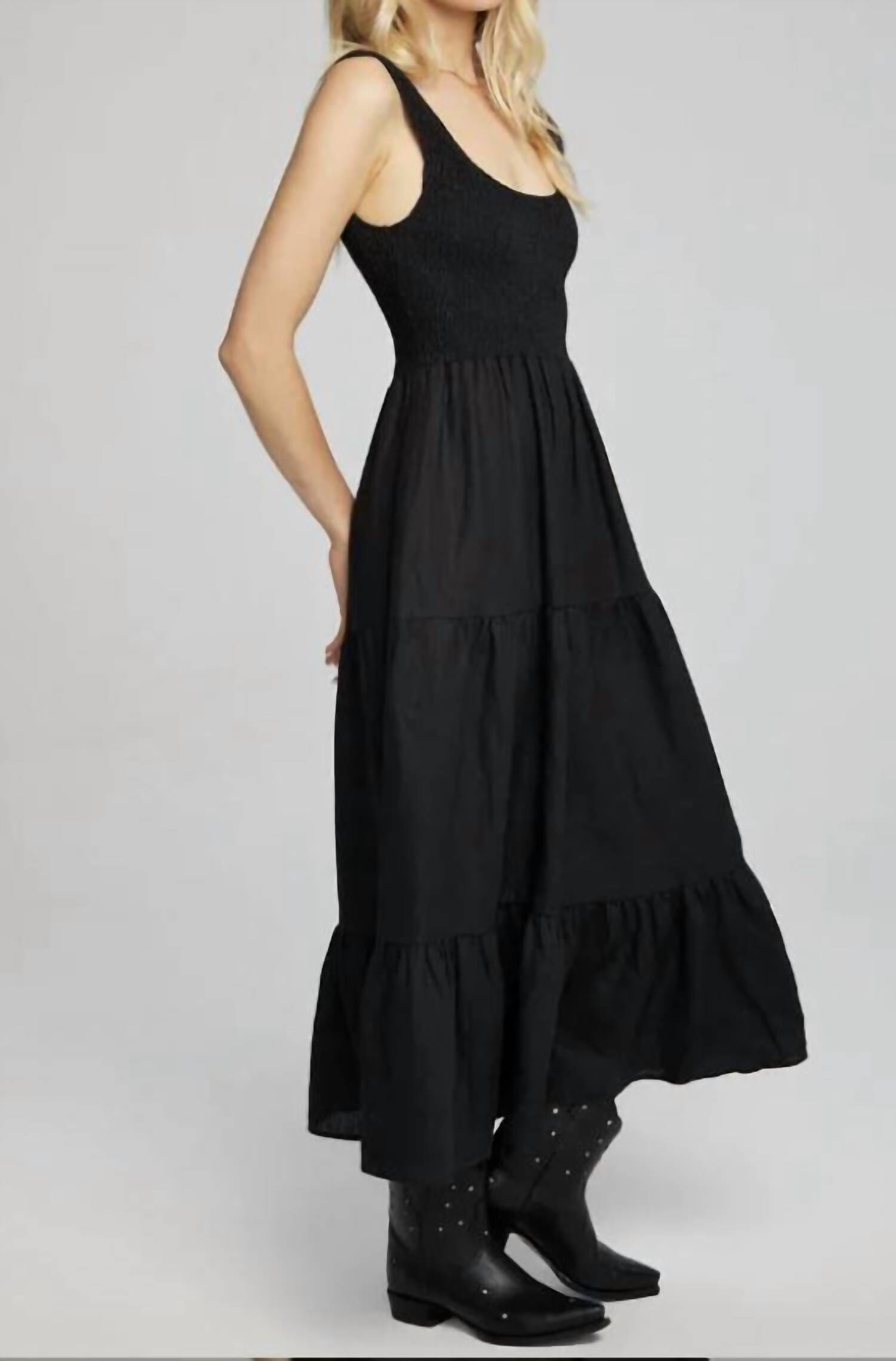 MEMPHIS MIDI DRESS IN BLACK, Black / Black, hi-res image number 0