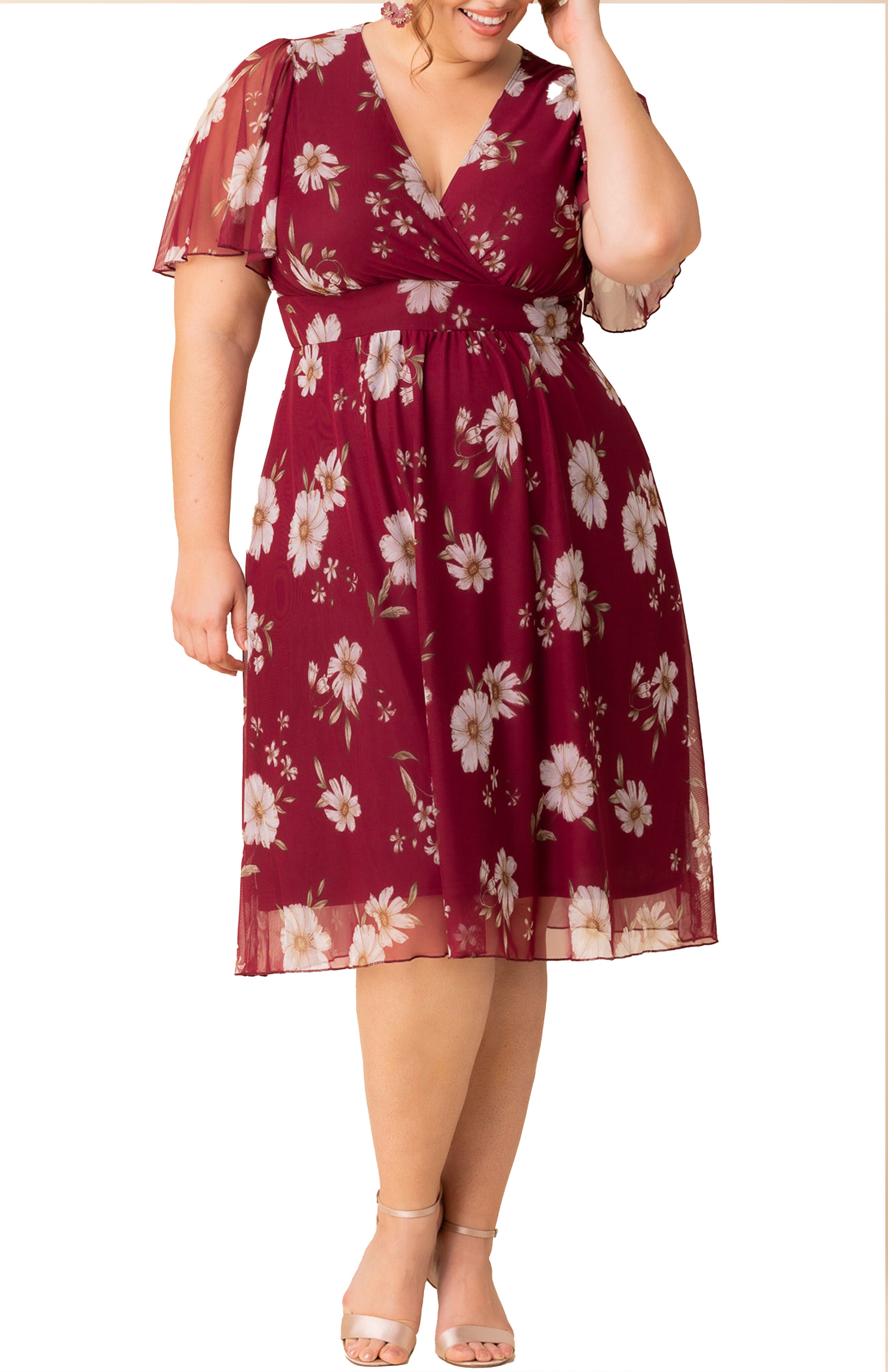 Margot Mesh Cocktail Dress, RASPBERRY FLORAL PRINT / Raspberry, hi-res image number 0