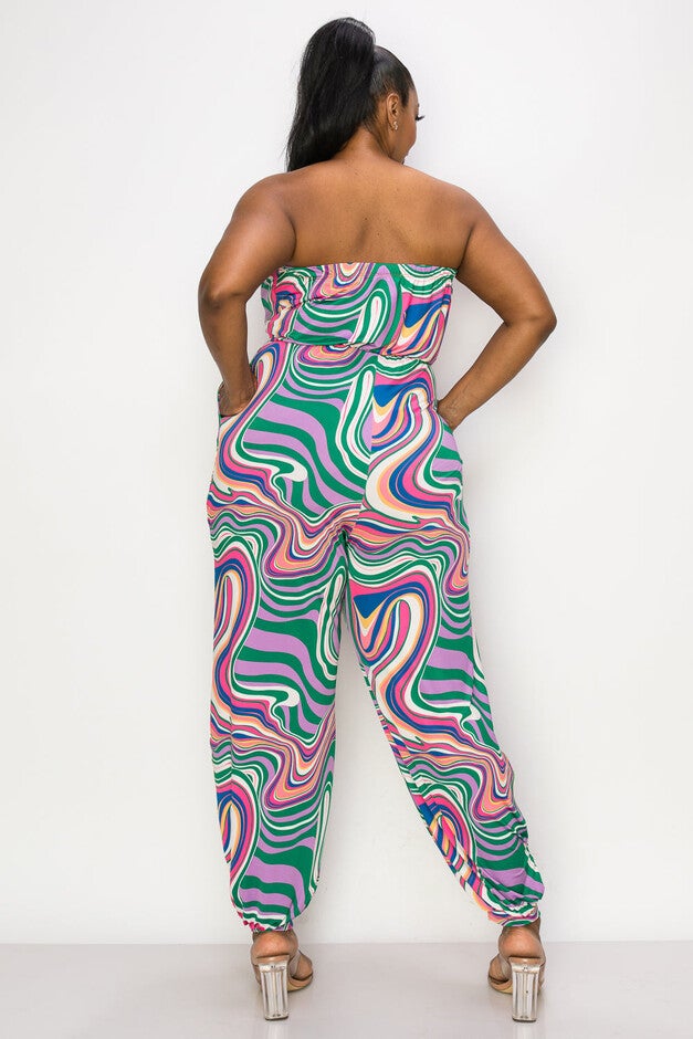 LILLIAN SLEEVELESS JUMPSUIT, Delic Marble / Kelly Green, alternate image number 2