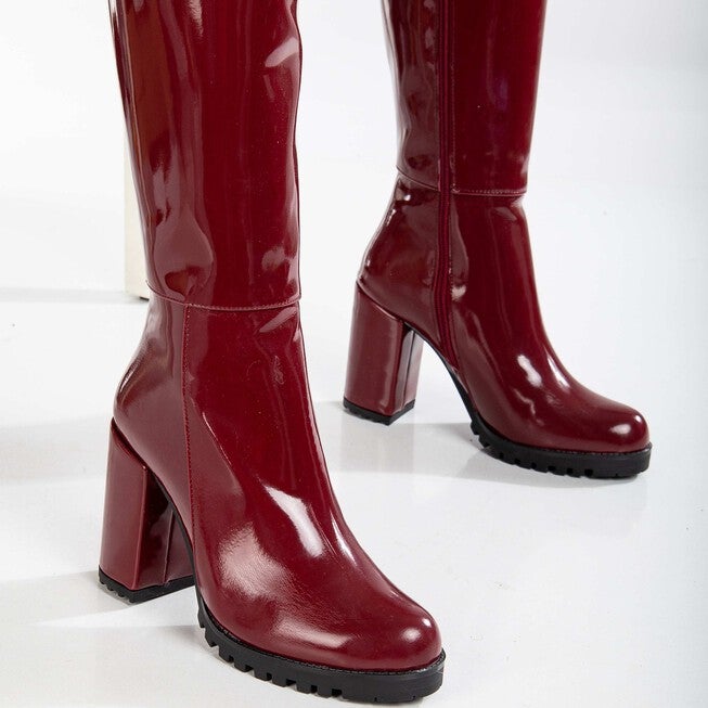 ALIZE - BURGUNDY PATENT CALF PLATFORM BOOTS, BURGUNDY / Burgundy, alternate image number 3