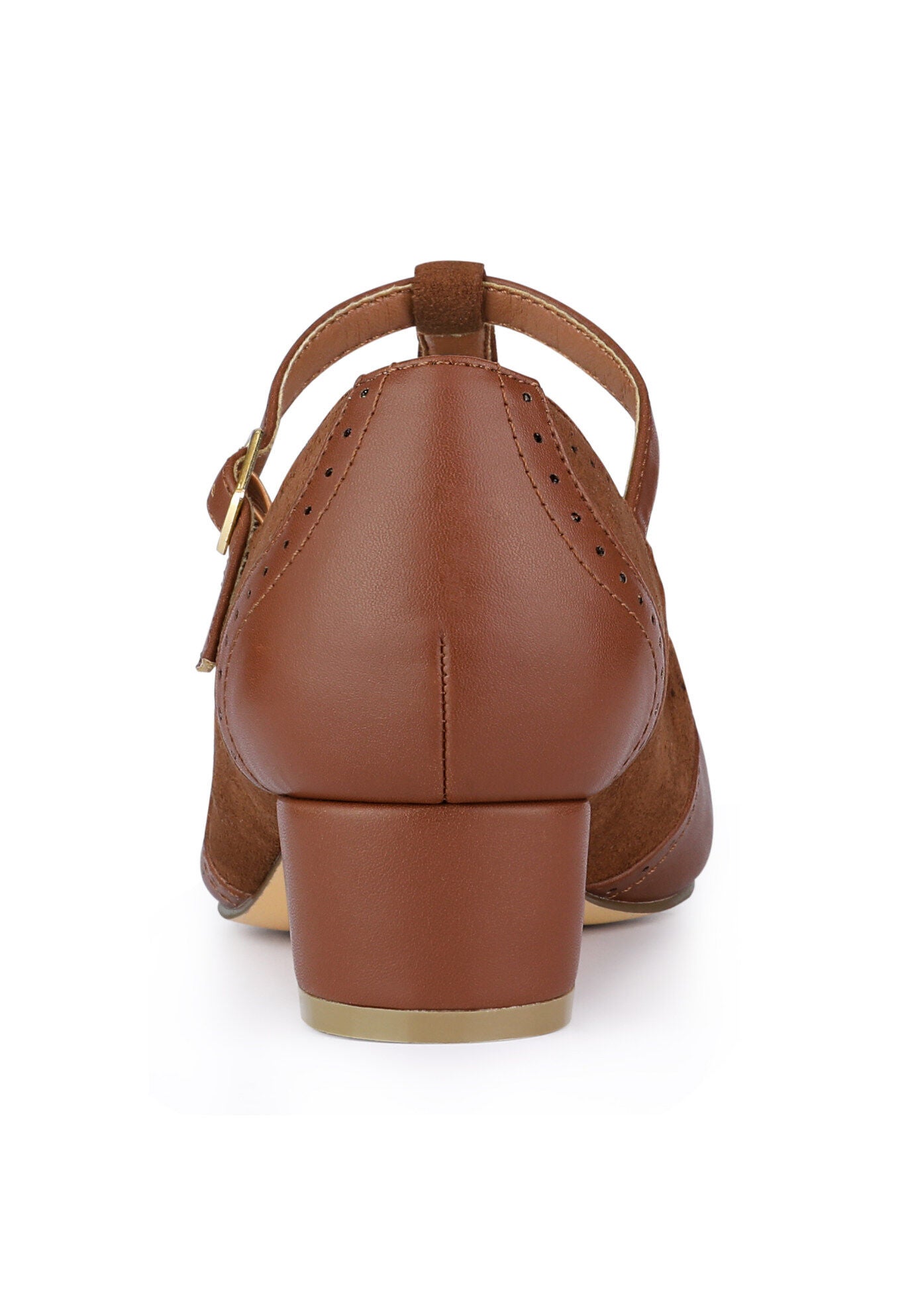 T-Strap Mary Janes Ankle Strap Pumps, Brown / Brown, alternate image number 2