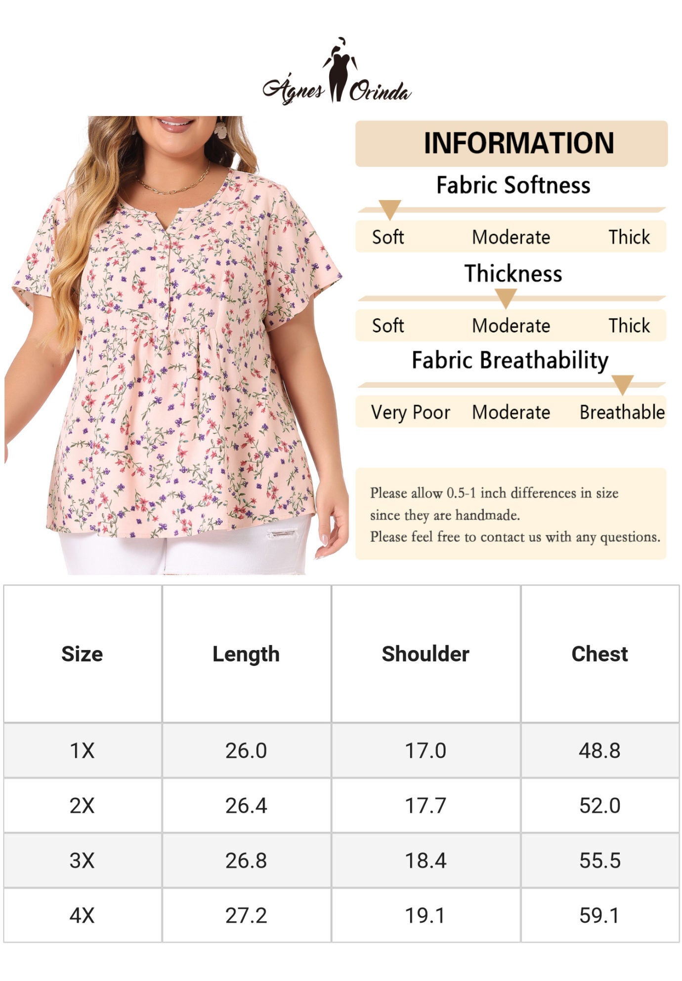 Summer Top Floral Half Placket Short Sleeve Casual Blouse, Pink / Pink, alternate image number 4