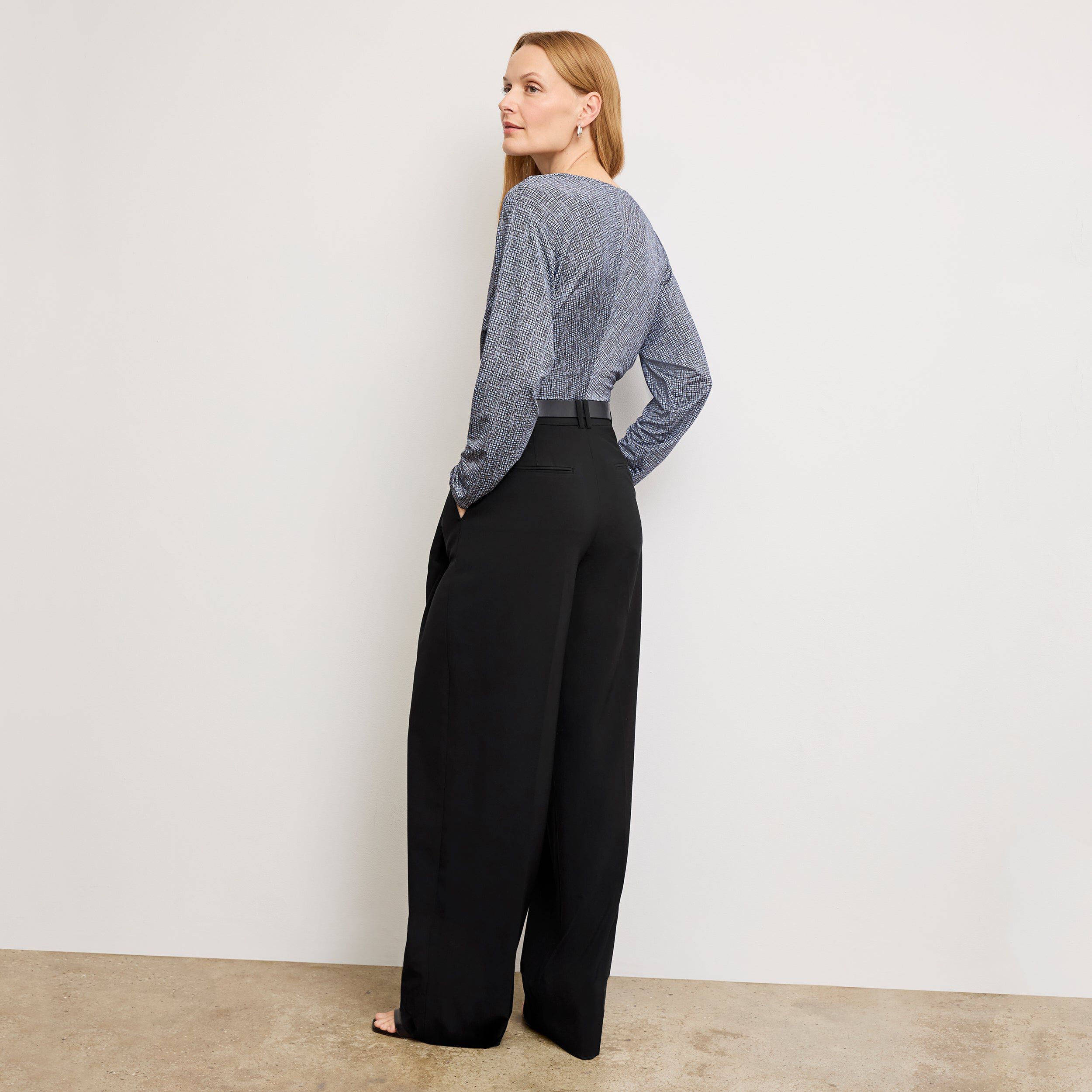 Amina Ruched Top - Printed Jersey, Blueprint Sketch / multi, alternate image number 1