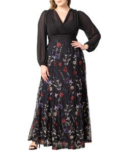 Isabella Embroidered Floral Mesh Gown