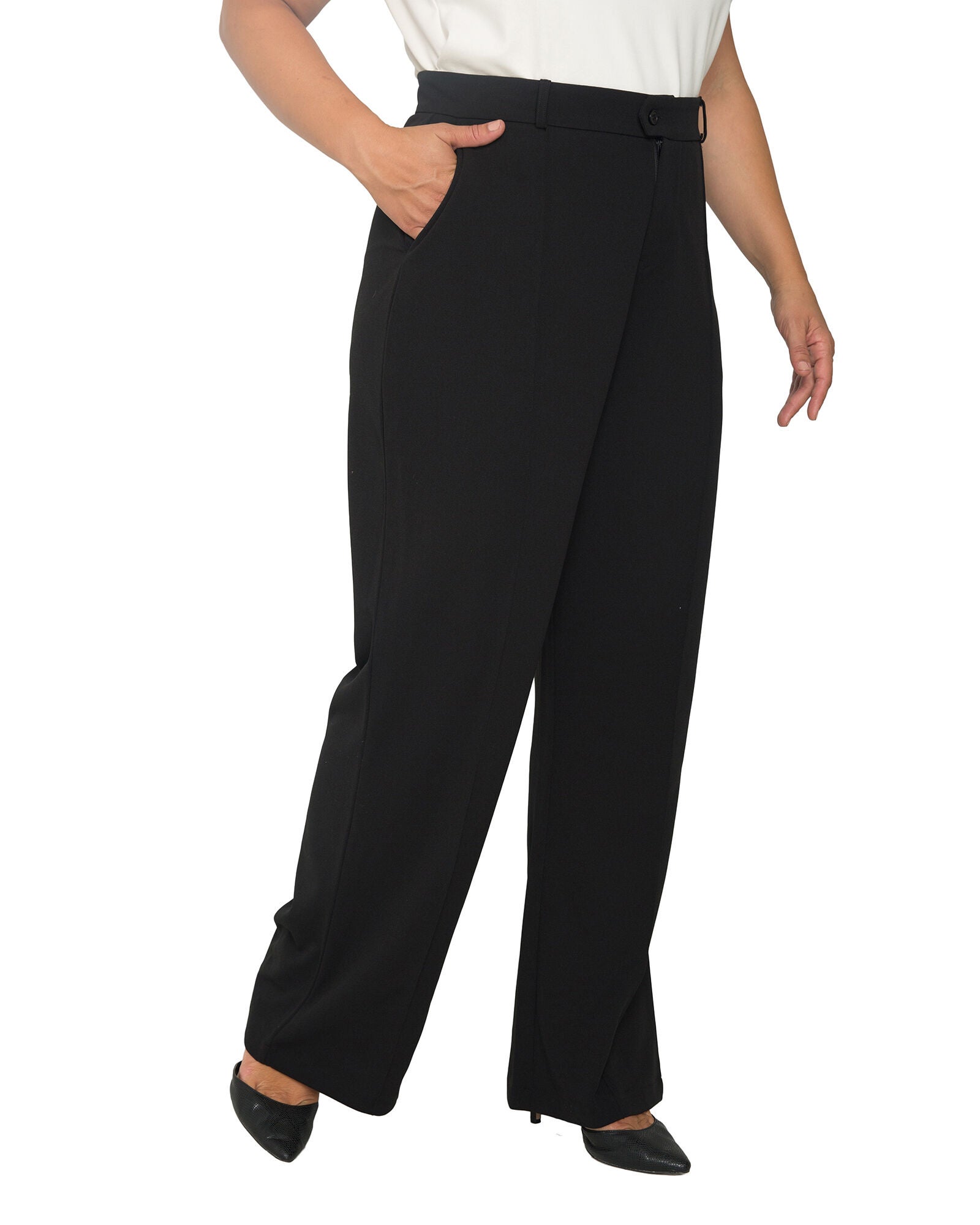 Plus Size Erica Pintuck Stretch Crepe Wide Leg Trouser, , alternate image number 7