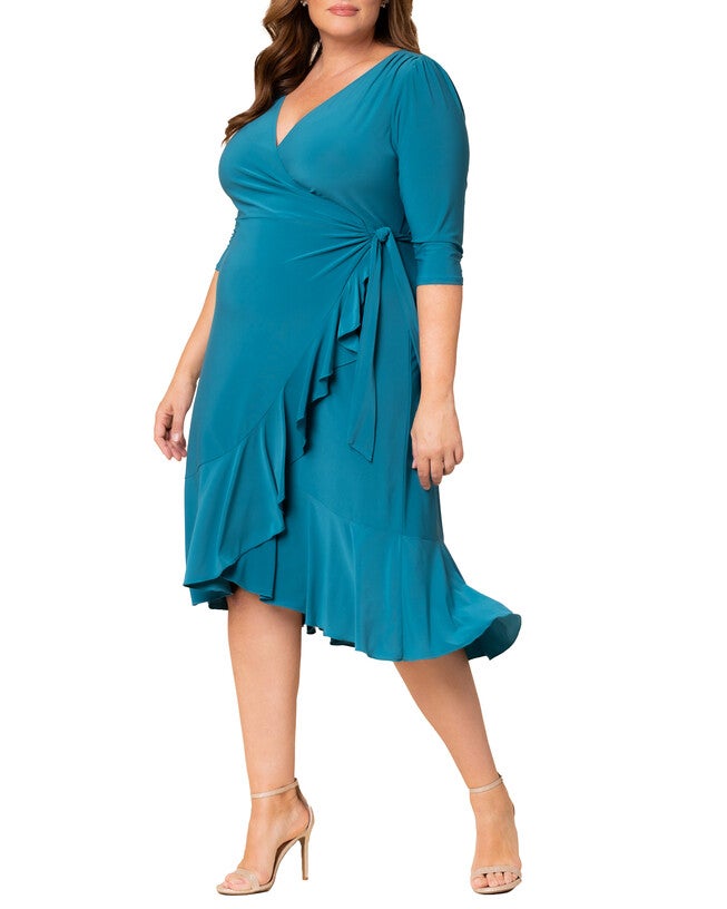Whimsy Wrap Dress, BLUE JADE / Turquoise, alternate image number 3