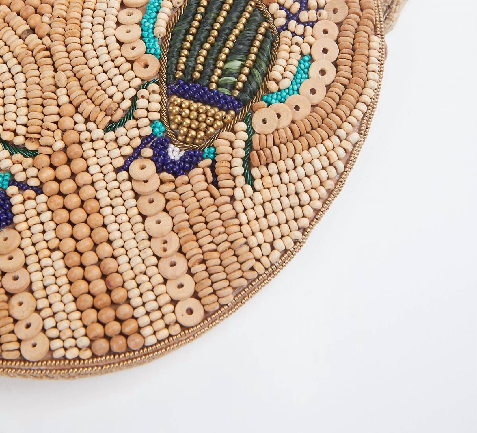 Scara Raffia Beaded Wristlet in Wood, , alternate image number 3
