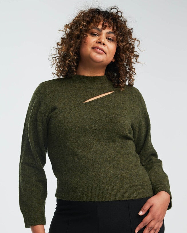 Cut Out Cozy Knit, OLIVE / Olive Green, alternate image number null